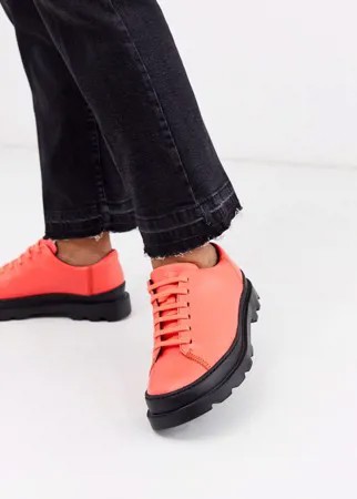 Красные туфли на шнуровке и плоской подошве Camper-Красный