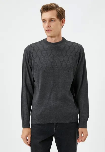 Вязаный джемпер CREW NECK TEXTURED LONG SLEEVE Koton, цвет grey