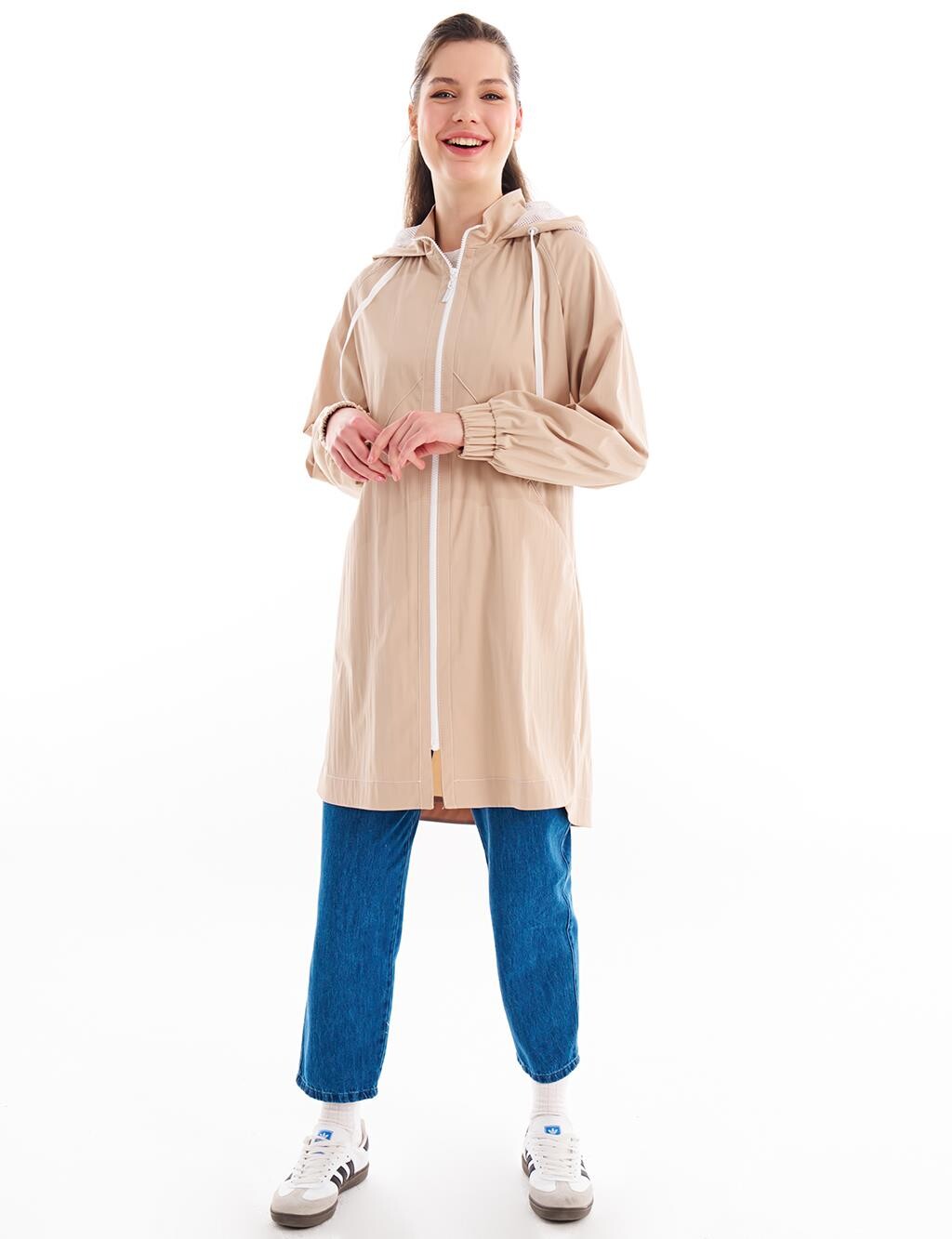 Абая Mesh Hoodie Detailed Wear and Go Beige Kayra