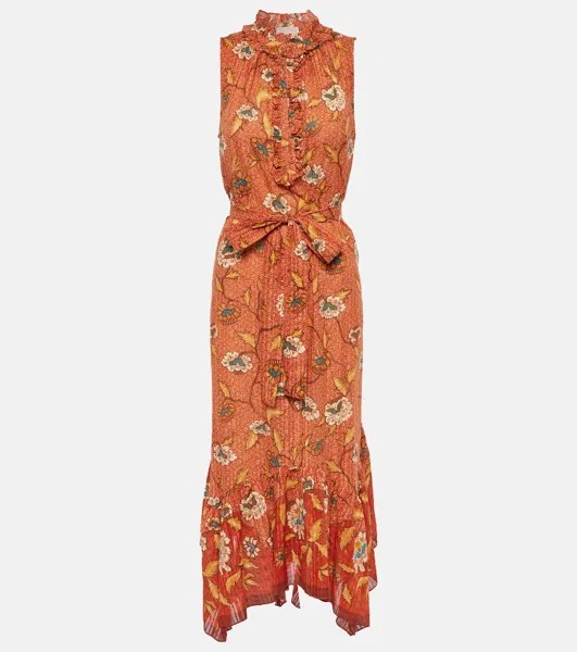 Платье миди beverly с цветочным принтом Ulla Johnson, апельсин