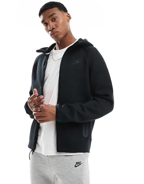 Черная худи с молнией во всю длину Nike Tech Fleece