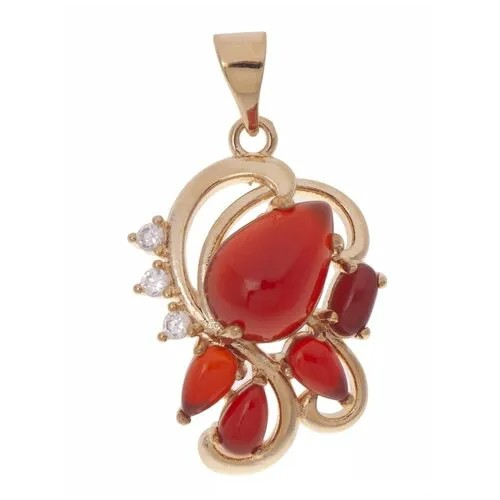 Подвеска Lotus Jewelry, агат, бордовый