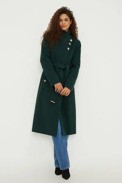 Пальто с высоким воротником-воронкой Dorothy Perkins, зеленый
