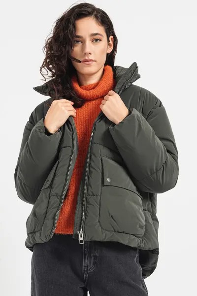 Стеганая зимняя куртка Roguesia с притачным карманом Vero Moda, зеленый