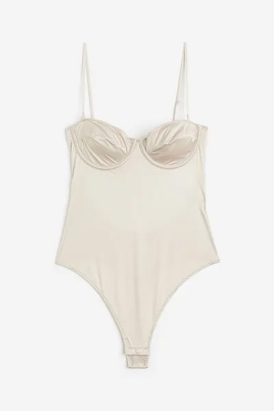 Боди H&M Satin Balconette Thong, светло-бежевый