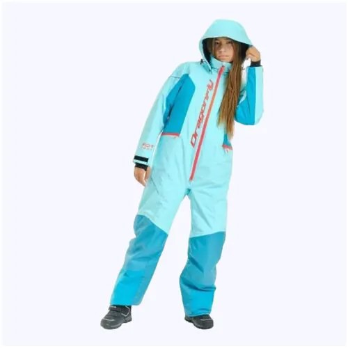 Комбинезон Dragonfly детский, утепленный, карман для ски-пасса, карманы, капюшон, светоотражающие элементы, размер 140-146, голубой