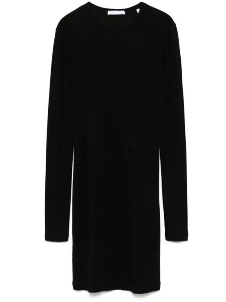 Helmut Lang мини-платье с вышитым логотипом, черный