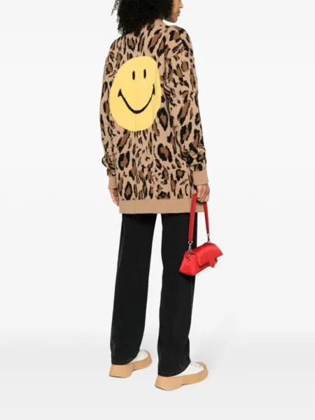 Joshua Sanders leopard-intarsia V-neck cardigan, коричневый