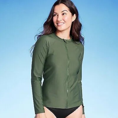 Рашгард UPF 50 Full Zip Mock Neck Rash Guard для женщин - Kona Sol Olive Green M