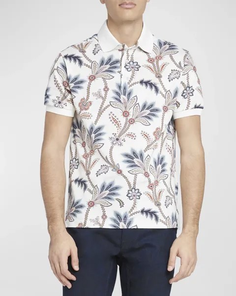 Мужская рубашка поло с принтом пейсли Etro, цвет Print On White Base