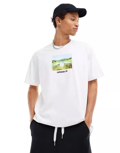 Белая футболка с графическим принтом adidas Originals Sunrise