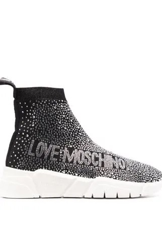 Love Moschino кроссовки-носки с кристаллами
