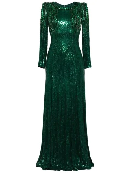 Jenny Packham вечернее платье Paloma с пайетками, зеленый