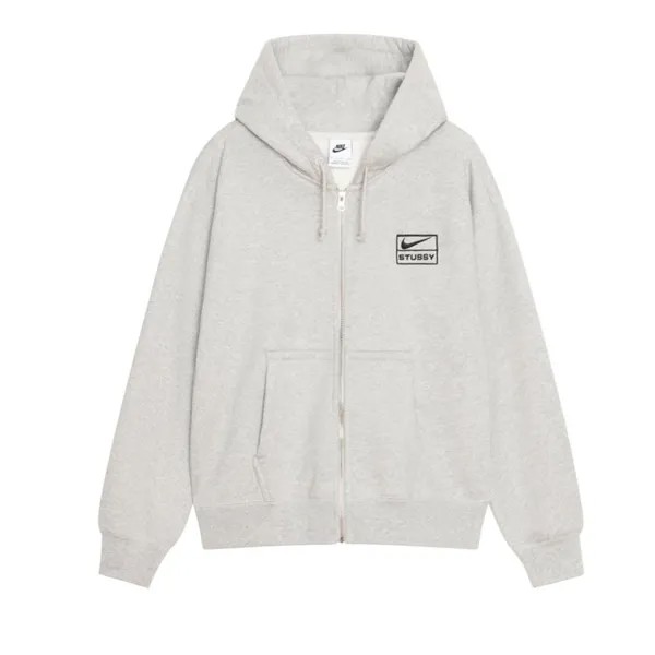 Худи Nike x Stussy Stone Washed Fleece Zip Hoodie, цвет Grey Heather