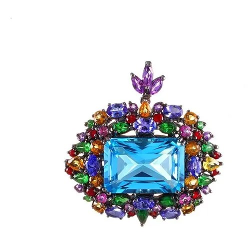 Серебряная подвеска с цаворитом, топазом, сапфиром, аметистом, иолитом NCM_P_65_BRP_SM_AM_BT_IL_TV_BLK JV