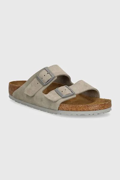 Замшевые шлепанцы Arizona Birkenstock, серый