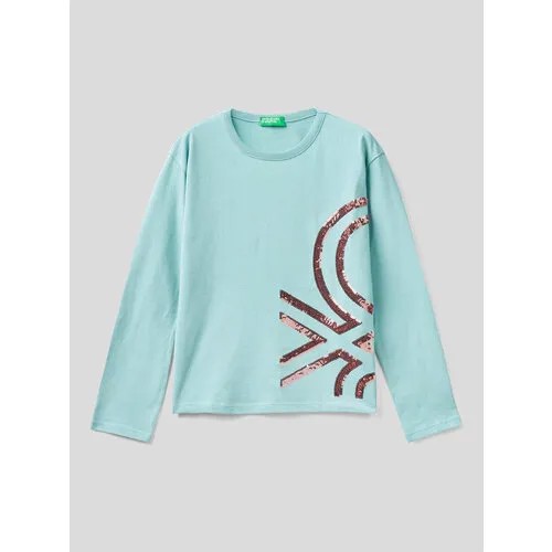 Лонгслив UNITED COLORS OF BENETTON, размер 150 (XL), голубой