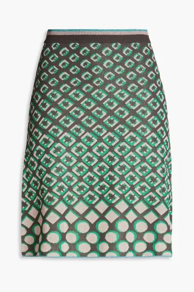 Мини-юбка металлизированной жаккардовой вязки Diane Von Furstenberg, зеленый
