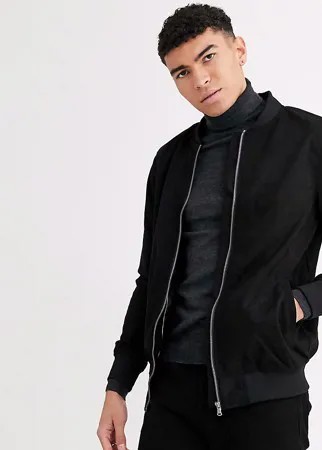 Черная куртка авиатор из искусственной замши Jacamo-Черный