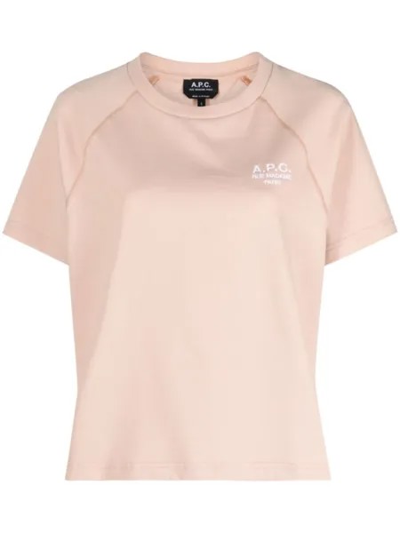 A.P.C. футболка с вышитым логотипом, розовый