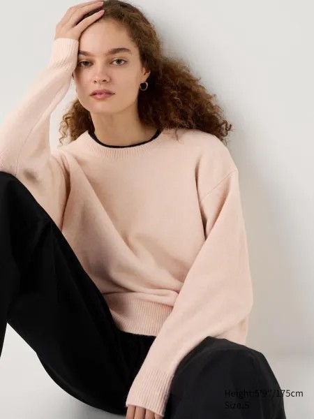 Джемпер с круглым вырезом из пряжи-суфле Uniqlo, розовый