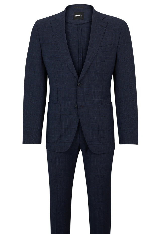 Деловой костюм p-huge-2pcs-241 slim fit Boss, синий