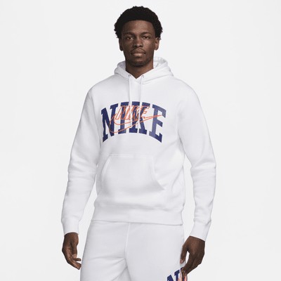 Худи Nike Club Fleece, цвет White/Safety Orange