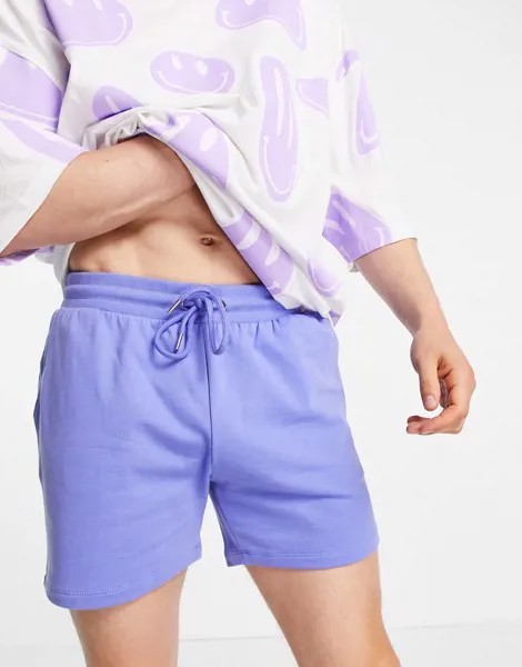 Фиолетовые узкие шорты от комплекта ASOS DESIGN-Голубой