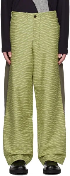 Зеленые брюки Tonkin контрастного цвета Kiko Kostadinov