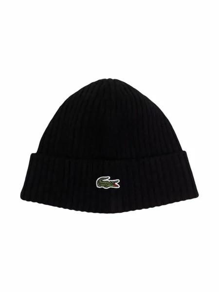 Lacoste Kids шерстяная шапка бини с вышивкой