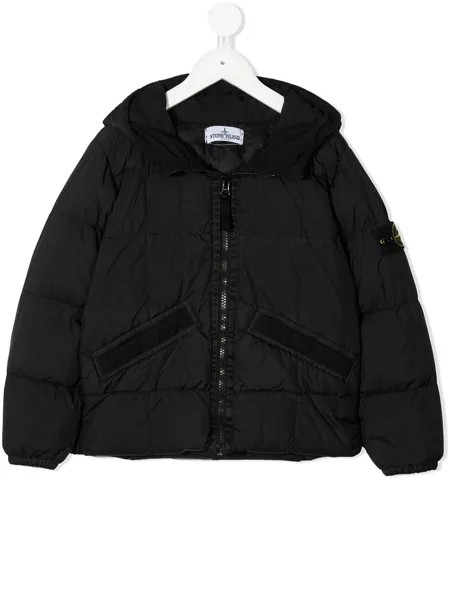 Stone Island Junior пуховик с нашивкой-логотипом