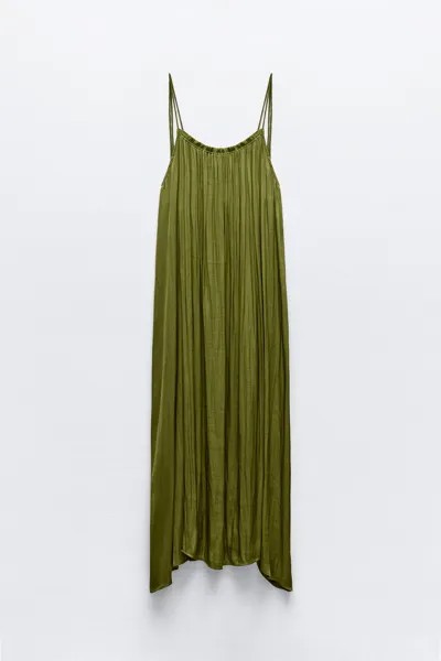 Платье Zara Satin Beaded, зеленый