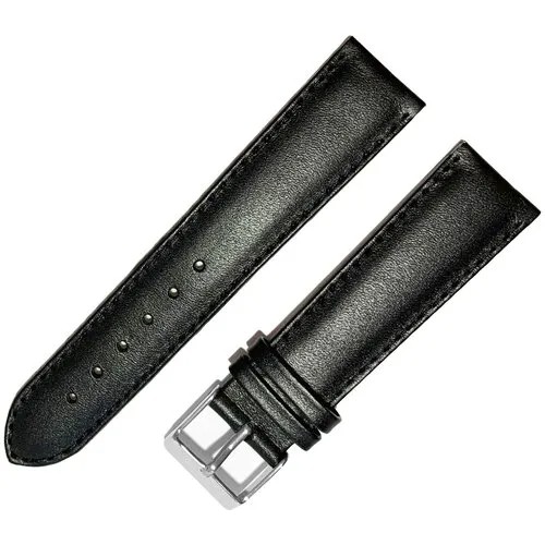 Ремешок 2005-01-1-1 Classic Черный кожаный ремень 20 мм для наручных часов гладкий матовый из натуральной кожи мужской женский