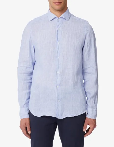 Льняная рубашка в микрополоску Sartoria Italiana, синий