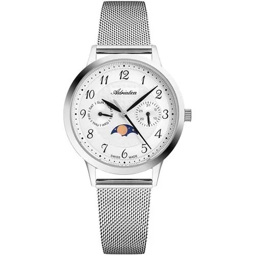 Наручные часы Adriatica Moonphase for her A3174.5123QF, белый, серебряный