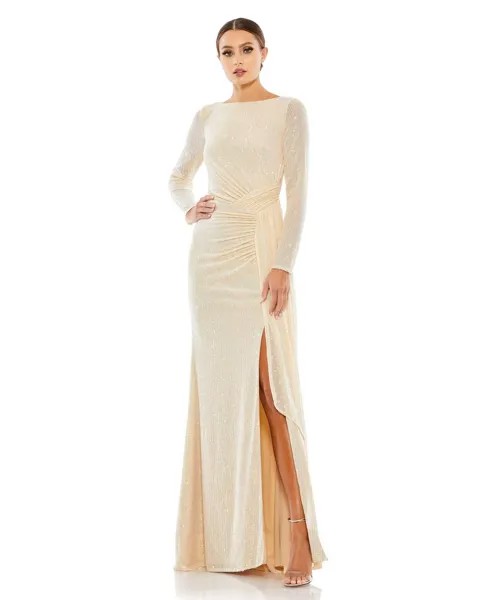 Женское платье Ieena с рюшами и длинными рукавами и вырезом лодочкой Ieena MAC DUGGAL