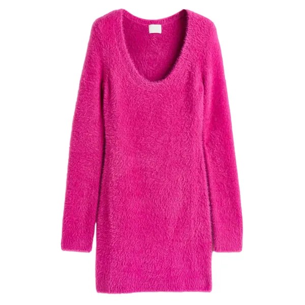 Платье H&M Fluffy-knit Bodycon, вишневый