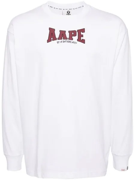 AAPE BY *A BATHING APE лонгслив с логотипом, белый