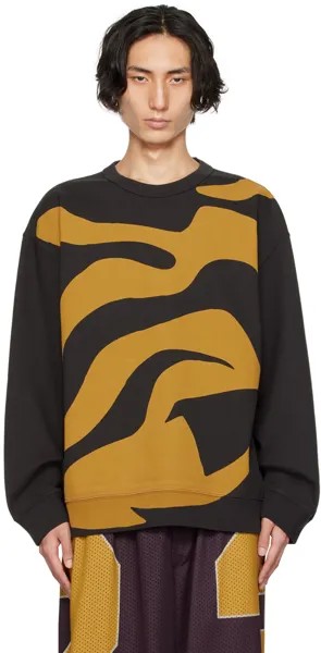 Коричневый свитшот с трафаретным принтом Dries Van Noten