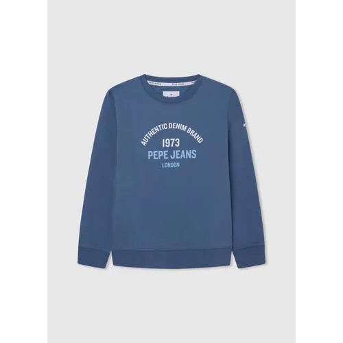 Свитшот Pepe Jeans, средней длины, размер 170, синий