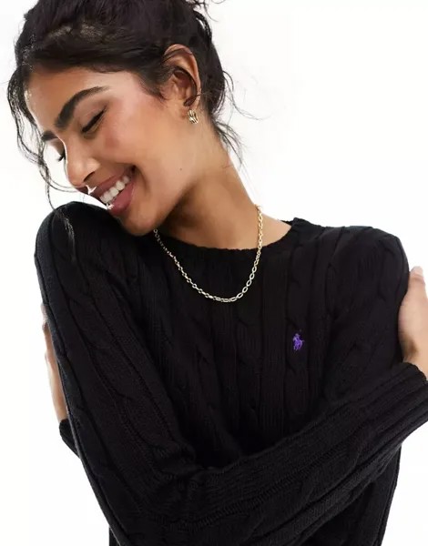 Черный джемпер вязанной вязки Polo Ralph Lauren