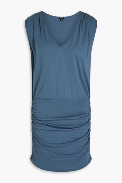 Мини-платье Supima со сборками из хлопка и модала. Monrow, цвет Storm blue