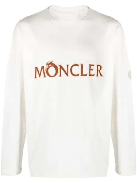 Moncler лонгслив с логотипом, нейтральный цвет