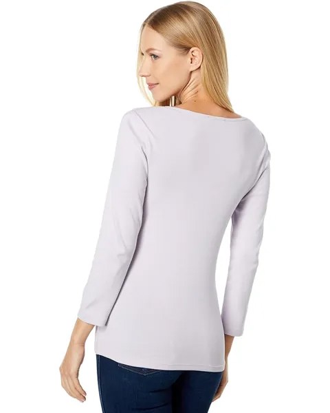 Топ Lilla P 1x1 Rib 3/4 Sleeve V-Neck Top, цвет Lily