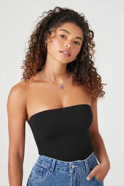 Боди из хлопковой смеси Forever 21, черный