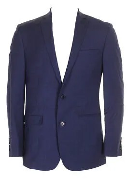 Темно-синий приталенный однобортный пиджак с двойными пуговицами Bar Iii с зубчатыми лацканами 38R