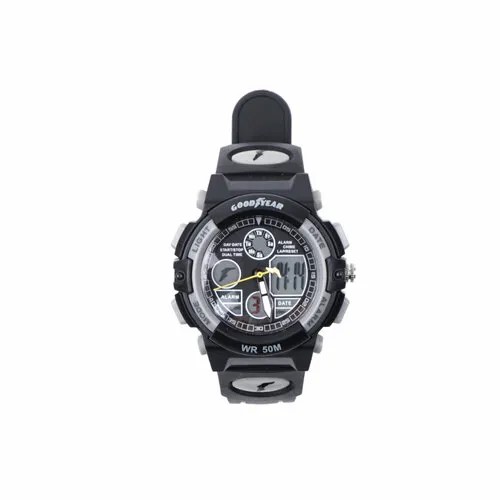 Наручные часы Goodyear противоударные, водостойкие с хронографом, диаметр-36,5 мм, в футляре., серый, черный