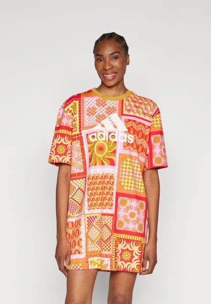Платье из джерси ADIDAS X FARM DRESS SLIM adidas Sportswear, цвет victory gold/semi pink glow