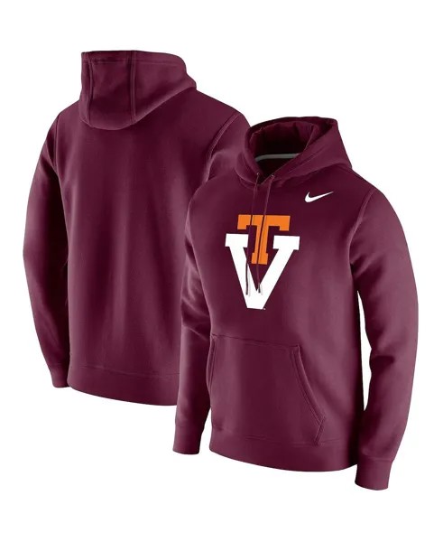 Мужской бордовый пуловер с капюшоном Virginia Tech Hokies в винтажном стиле и школьным логотипом Nike