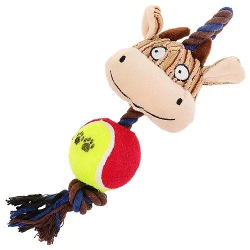 Игрушка для собак Пижон 3 в 1 Корова (3595199) коричневый/красный/желтый